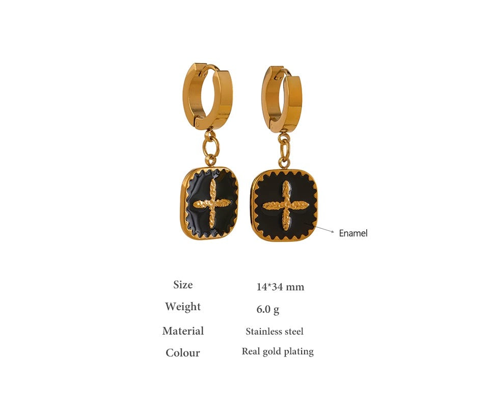 Gold Cross Huggie Earrings