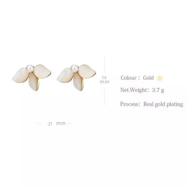 Shell and Pearl Stud Earrings